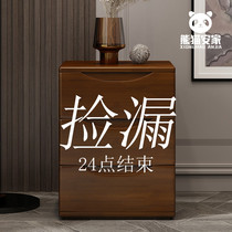 Full solid wood bedside table Nordic luxury simple modern mini two-draw three-pull push-pull lock locker full