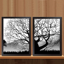 Abstract Tree Poster Branches Abstract Decoration Painting Solid Wood With Frame Picture Picture Frame picture frame KTV bedroom photo wall hanging painting