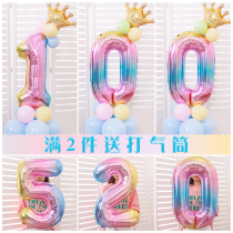 Baby year old 100 days Li pillar road Lead Balloon Boy Birthday Party layout decoration decoration 32 inch gradient big number