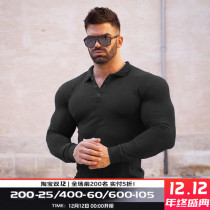 Muscle captain fitness long sleeve sports T-shirt tights male brothers leisure stretch quick-drying polo shirt training suit