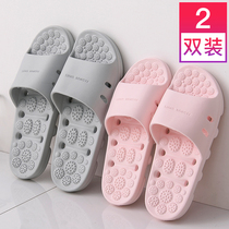 Buy one get one free bathroom slippers female summer water leakage hollow non-slip shoes male indoor bathroom bath shower slippers