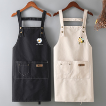 Summer thin cotton apron custom logo female fashion Korean breathable kitchen waterproof and oil-proof work clothes men