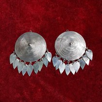 Ethnic style Yang Liping with domineering exaggeration super large round ethnic style Miao silver earrings personality retro ear jewelry