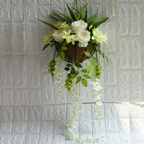 Simulation Wall floral art fake flower fake grass hanging fake flower wall plant wall decoration pendant rose flower wall hanging flower