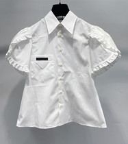 Academy ~ Handmade lace folded sleeve white shirt full of girlish fashion shirt age-reducing shirt