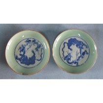 Baolao Antique Porcelain plate Blue and white plate of the Republic of China Dragon and Tiger Fight