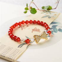 A stone natural red agate transfer bracelet bow accessories fashion personalized handstring jewelry gift to give