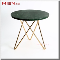 Beastly Light Luxury Round Moon Marble Small Tea Table Indian Green Marble Noodle The beast Minimal Edge Table