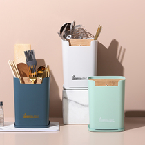 Kitchen household chopsticks bucket bamboo wood chopsticks rack tableware spoon split chopsticks cage drain rack chopsticks Chopsticks basket