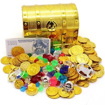 Play pirate toys 3-6 treasure hunt treasure box treasure box treasure box gold coins Childrens decorations 4-8-10 years old small