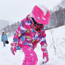 Childrens ski suit set for boys and girls winter outdoor thickened warm and cold jacket windproof waterproof snow suit