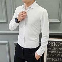 Mens long-sleeved shirt Korean slim-fit business casual inch clothes young handsome white shirt 2021 new trend