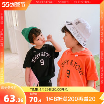 (1 piece of 8 discount) Boy Han version with hat short sleeve suit Childrens summer clothes 2021 Summer new foreign air child clothing