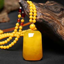 Natural chicken oil yellow old beeswax pendant trouble brand water drops Amber blood necklace men and women sweater chain men and women models
