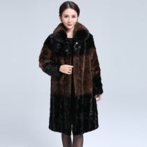 2021 Winter new imported water long whole mink collar middle-aged mink coat fur coat womens whole