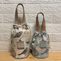 New cute round braised beaker Bento bag water bottle bag hipster canvas insulated barrel set with Rice Bag tote bag