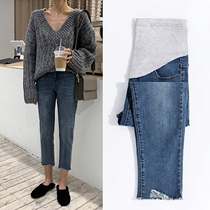 (Broken code clearance) pregnant women jeans spring and autumn leggings fashion tide Mom Pregnant Women pants autumn wear