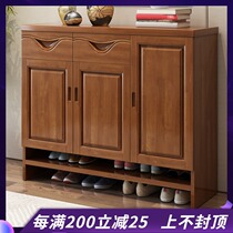 Solid wood shoe cabinet Chinese living room entrance cabinet 2 doors 3 doors wooden storage cabinet modern simple large-capacity storage cabinet