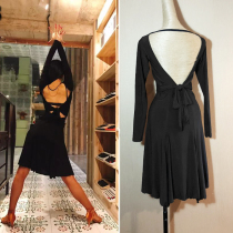 College dance practice uniform Watch out for machine halter strap dress Sexy Latin dance dress performance skirt super beautiful in circles