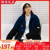 PSO Brand Contrast lamb plush collar jacket men plus velvet padded tide fashion fashion casual couple jacket