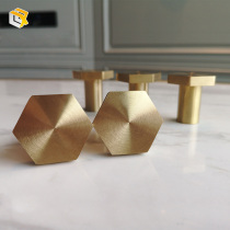 Brass wardrobe door handle hexagon cabinet drawer Nordic light luxury single hole handle modern simple brass handle