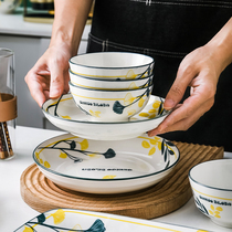 Eurostyle ceramic bowls disc creative ginkgo biloba dishes Single rice bowls Home Dish Soup Bowl free combinations