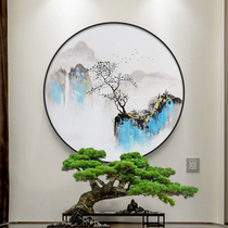 Hand-painted Oil Painting New Chinese Genguan Landscape Scenery Decoration Painting Round Hanging Painting New House Hotel Restaurant Hallway Mural Painting
