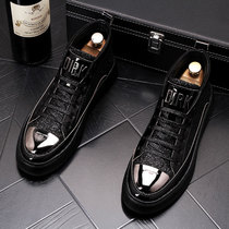 European station mens shoes personality 2021 spring new Korean version of all trend High help British style black Martin boots men