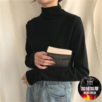 Meet Home Micro Fat Big Code Custom Pure Color Half High Collar Beat Bottom Jersey Woman Autumn Winter Korean Edition New Big Code Fat Mm Display