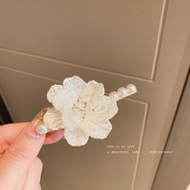 Korean Version Super Fairy Flowers Pearls Crystal Hair Clip Acrylic Flowers Duckbill Clip Small Scent Wind Sweet And Beautiful Hair Accessories