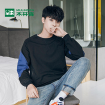 Mulinsen autumn new Korean mens long-sleeved T-shirt Korean version of the trend round neck sweater loose casual top men
