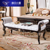 European bed tail stool sofa stool solid wood living room sofa bedroom bedside clothing stool leather bed front stool bed front stool bed end bed