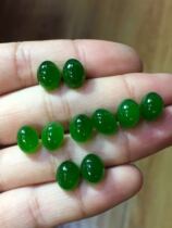 Natural Hetian Jasper earrings elliptical spinach green exquisite women 14K gold 18K gold inlay