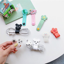  Cartoon violent bear Hyuna flower silicone button hub Apple winder headphone cable storage and finishing cable manager