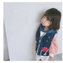 2020 Spring loaded girl cowboy waistcoat baby vest outside wearing denim waistcoat and childrens baby jacket foreign air