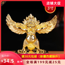 Tibetan Buddhist supplies Tantric small Buddha statue gilt Dapeng gold-winged bird protector statue Car decoration safety ornaments