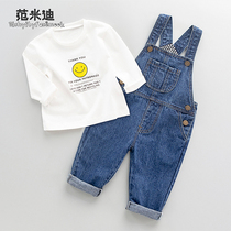 Baby straps pants spring and autumn men 1-3 years old cotton baby pants children cute foreign children suspenders open gear