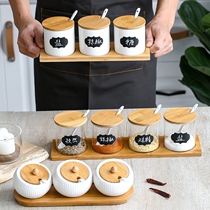 Household ceramic seasoning box set Kitchen supplies Glass seasoning jar Seasoning salt jar Seasoning bottle Combination