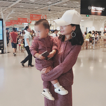 Parent-child outfit autumn suit 2019 new trend net red a family of three fitted sweaters foreign mother mother and daughter outfit spring and autumn