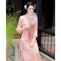 Cheongsam womens summer improved version of the dress 2021 Chinese style of the Republic of China style retro young embroidery slim dress women