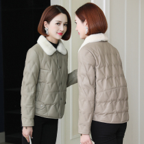 zqqz leather down jacket womens short mink fur collar 2020 winter New Haining sheep leather jacket D108