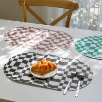 Advanced luxury meal pad waterproof oil and insulation in hot insulation in household meal black and white leather simple table mat