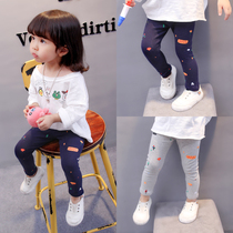  Girls spring and autumn leggings 2021 childrens thin Western style baby cotton outer wear pants autumn trousers tide