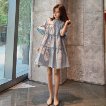 Maternity dress 2021 summer new fashion pure cotton loose large size short-sleeved summer pregnant skirt tide mom