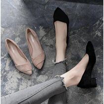 Work shoes black professional high-heeled shoes breathable scoop shoes womens summer low-heeled small-heeled single shoes womens 4cm thick-heeled medium-heeled shoes