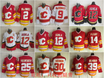 Calgary Flames retro ice hockey suit Macinnis Fleury Iginla Jerseys