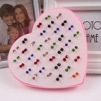 Earrings for men and women accessories hypoallergenic plastic needle water cube crystal earrings earrings distribution silicone ear block