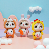 Cute Kitty Goat Hair Felt Poke Fun Lovers Doll Dolls Homemade Gift Handmade Diy Material Dressings