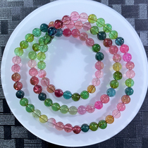 Brazilian natural tourmaline bracelet female three 6mm 30 91g candy lan bi wang fu rainbow bracelets 48972