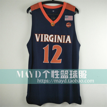 Customized No. 12 DeAndre Hunter University of Virginia Jersey American basketball uniform Personality hip-hop match suit